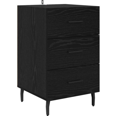 Bedside Cabinet Black Oak 40 x 40 x 66 cm Engineered Wood vidaXL