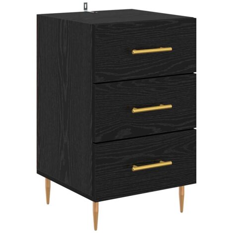 Bedside Cabinet Black Oak 40 x 40 x 66 cm Engineered Wood vidaXL