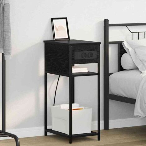 Bedside Cabinet Black oak 41 x 28 x 76 cm Engineered wood vidaXL
