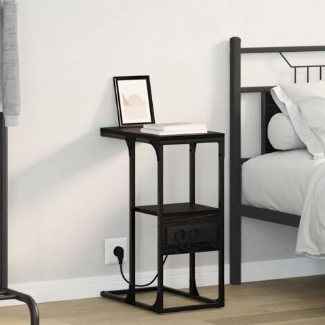 Bedside Cabinet Black oak 41.5 x 26 x 60.5 cm Engineered wood vidaXL