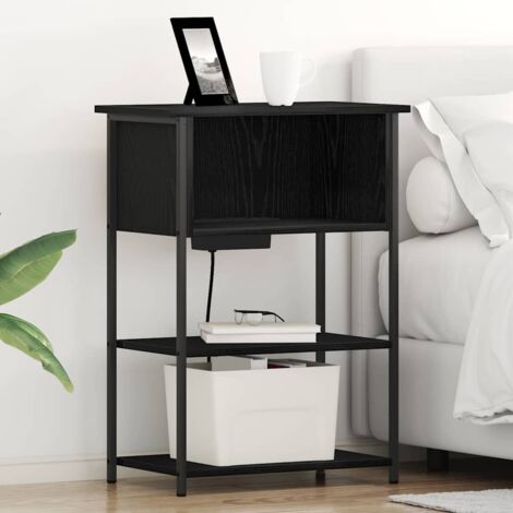 Bedside Cabinet Black oak 55 x 31 x 76 cm Engineered wood vidaXL