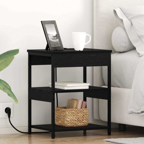 Bedside Cabinet Black oak Engineered wood vidaXL