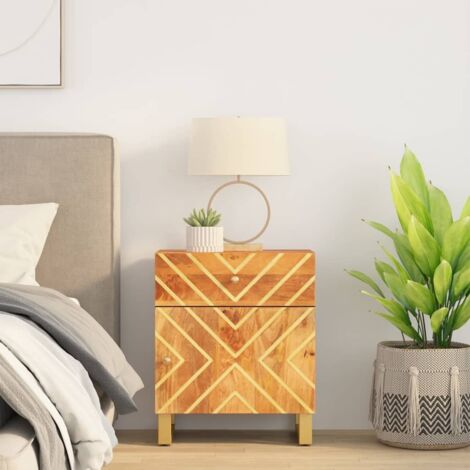 Bedside Cabinet Brown and Black 50x33x60 cm Solid Wood Mango vidaXL