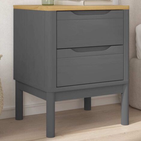 Bedside Cabinet FLORO Grey 45x39x57 cm Solid Wood Pine vidaXL