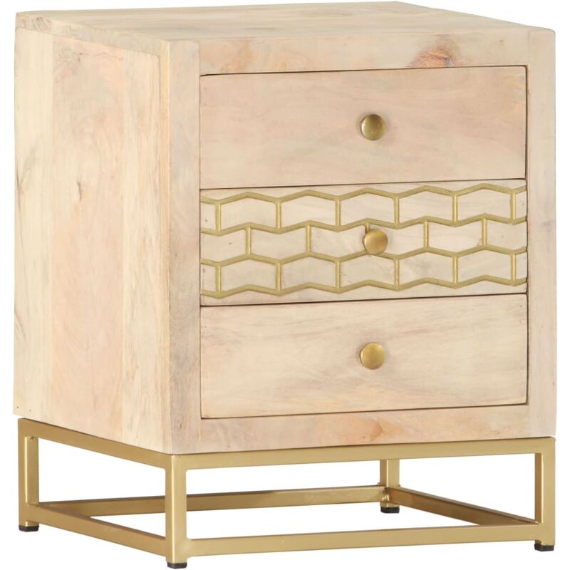 Vidaxl - Bedside Cabinet Gold 40x30x50 cm Solid Mango Wood