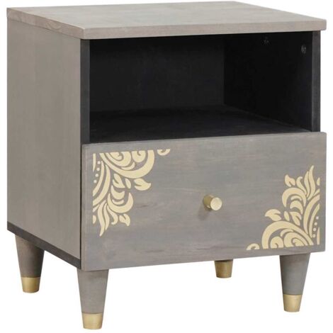 Bedside Cabinet Grey 40 x 33 x 46 cm Solid mango wood vidaXL