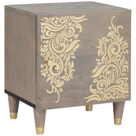 Bedside Cabinet Grey 40 x 33 x 46 cm Solid mango wood vidaXL