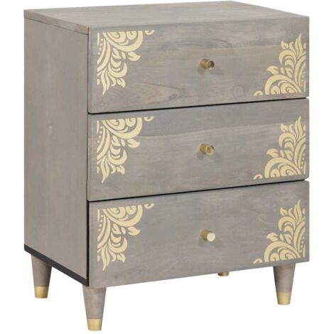 Bedside Cabinet Grey 50 x 33 x 62 cm Solid mango wood vidaXL