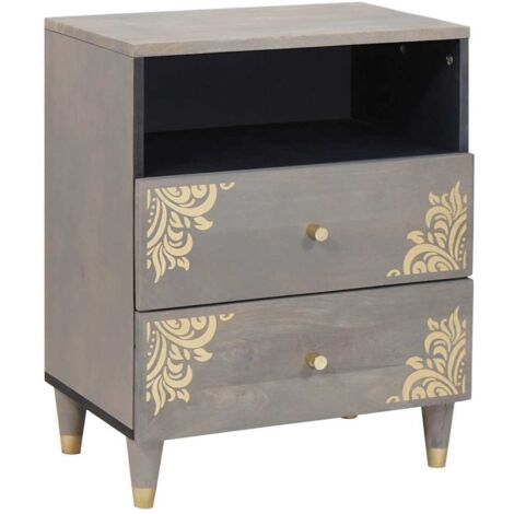 Bedside Cabinet Grey 50 x 33 x 62 cm Solid mango wood vidaXL