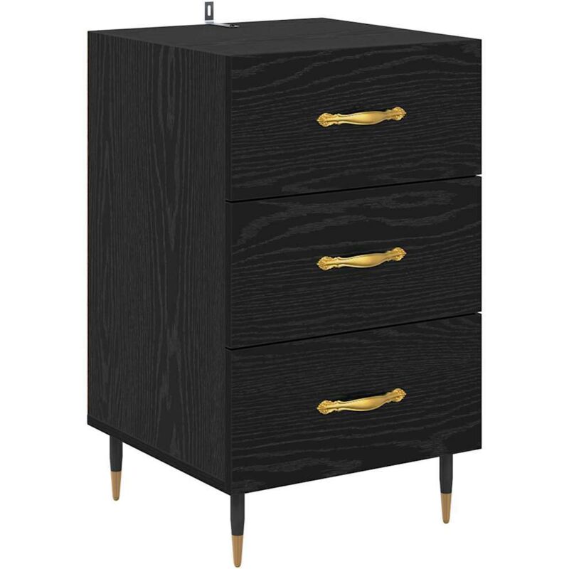 Bedside Cabinet Black Oak 40 X 40 X 66 Cm Engineered Wood Vidaxl