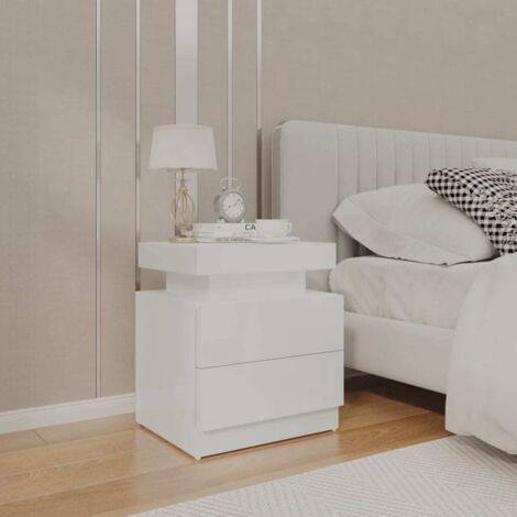 Bedside Cabinet High Gloss White 45x35x52 cm Engineered Wood vidaXL