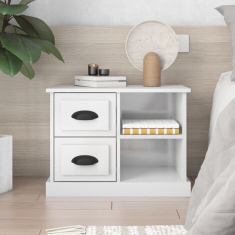 Bedside Cabinet High Gloss White 60x35.5x45 cm vidaXL