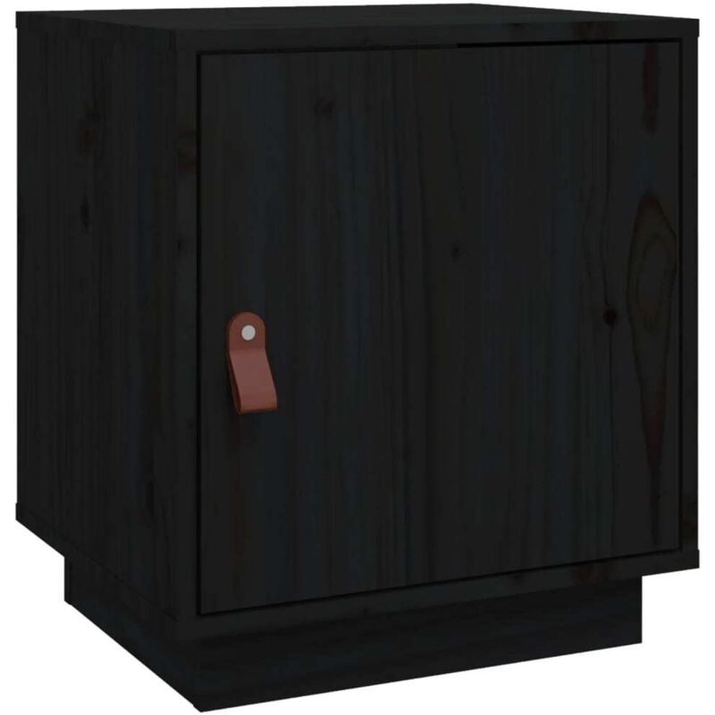 vidaXL Bedside Cabinet Black 40x34x45 cm Solid Wood Pine, Black