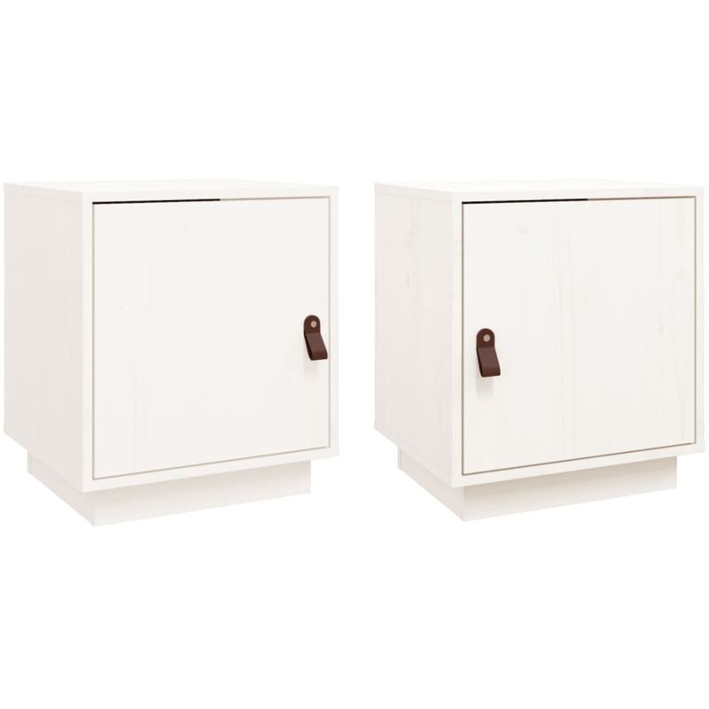 Vidaxl Bedside Cabinets 2 Pcs White 40X34X45 Cm Solid Wood Pine, White