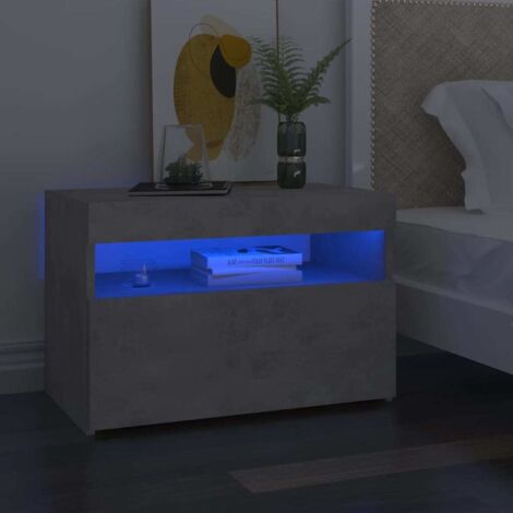 Bedside Cabinet & LED Lights Concrete Grey 60x35x40 cm vidaXL