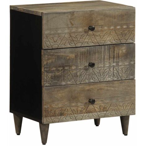 Bedside Cabinet Light Grey 50x33x60 cm Solid Wood Mango vidaXL