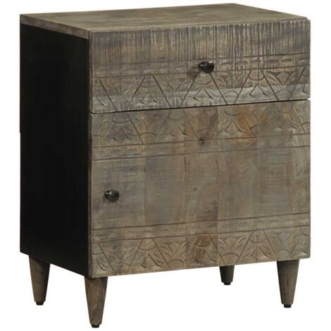 Bedside Cabinet Light Grey 50x33x60 cm Solid Wood Mango vidaXL