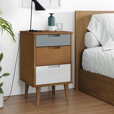 Bedside Cabinet MOLDE Brown 40x35x65 cm Solid Wood Pine vidaXL