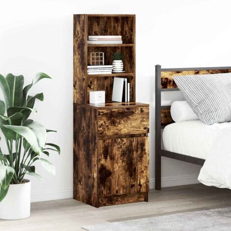 Bedside Cabinet Smoked Oak 39x35x125 cm Engineered Wood vidaXL