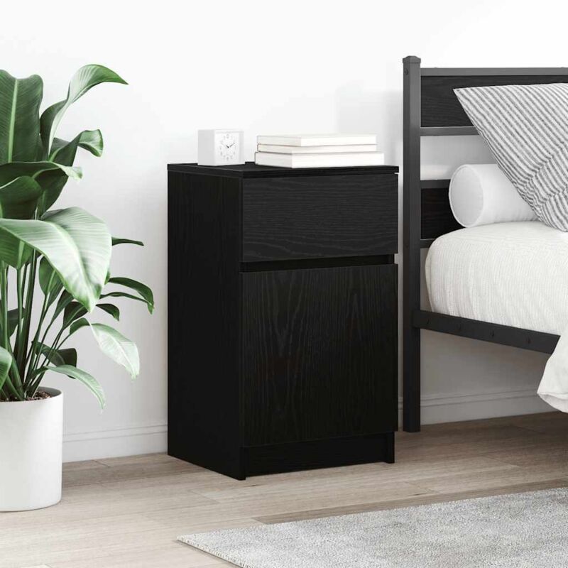 Bedside Cabinet Black 39x35x65 Cm Engineered Wood Vidaxl