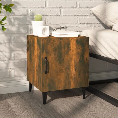 Bedside Cabinet Smoked Oak Engineered Wood vidaXL
