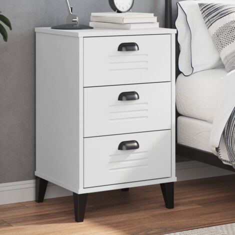 Bedside Cabinet VIKEN White Engineered Wood vidaXL