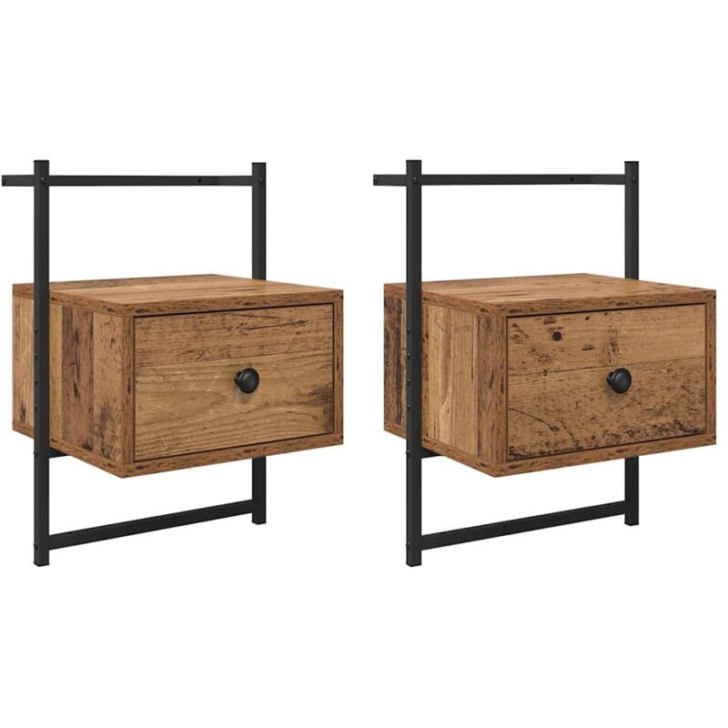Bedside Cabinet 2 Pcs Old Wood 35 X 30 X 51 Cm Engineered Wood Vidaxl