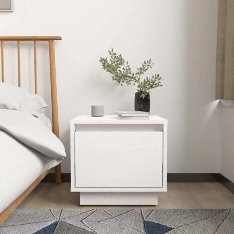 Bedside Cabinet White 35x34x32 cm Solid Wood Pine vidaXL