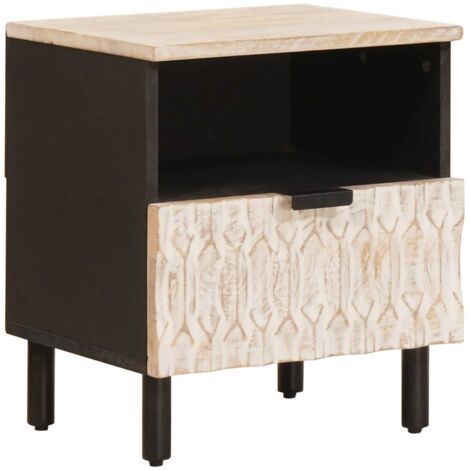 Bedside Cabinet White 40 x 33 x 46 cm Solid Mango Wood vidaXL
