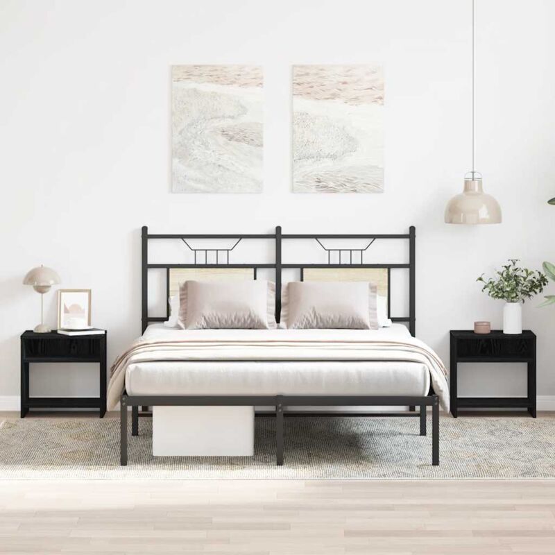 Bedside Cabinets 2 Pcs Black Oak 40x30x40 Cm Engineered Wood Vidaxl