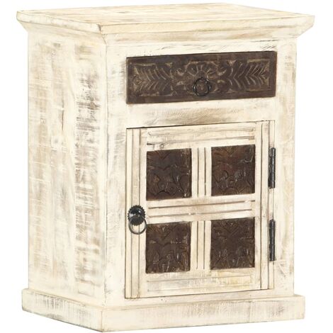 Bedside Cabinet White 40x30x50 cm Solid Mango Wood vidaXL