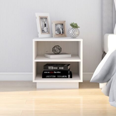 Bedside Cabinet White 40x34x40 cm Solid Wood Pine vidaXL