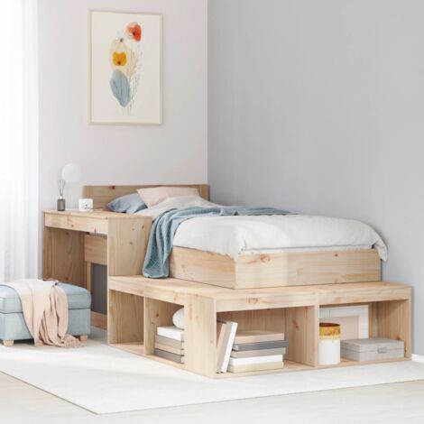 Bedside Cabinet with Desk 232x122x75 cm Solid Wood Pine vidaXL