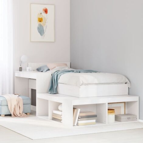 Bedside Cabinet with Desk White 232x122x75 cm Solid Wood Pine vidaXL