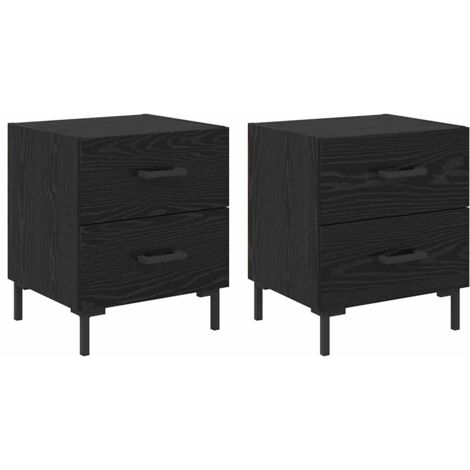 Bedside Cabinet with Drawer 2 pcs Black Oak 40 x 35 x 47.5 cm vidaXL