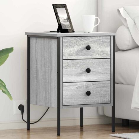 Bedside Cabinet with Drawer 2 pcs Grey sonoma 42 x 41 x 61 cm vidaXL