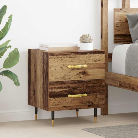 Bedside Cabinet with Drawer 2 pcs Old wood 40 x 35 x 47.5 cm vidaXL