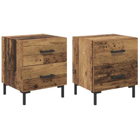 Bedside Cabinet with Drawer 2 pcs Old Wood 40 x 35 x 47.5 cm vidaXL