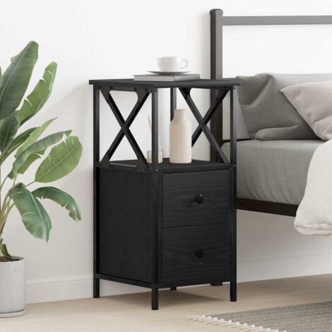 Bedside Cabinet with Drawer Black oak 34 x 35.5 x 70 cm vidaXL