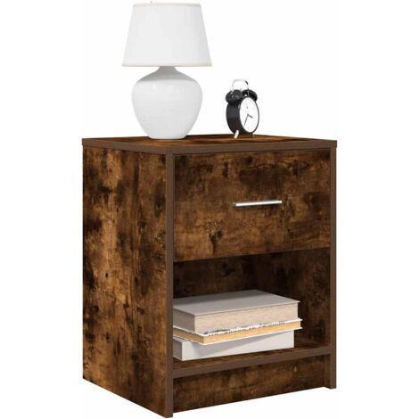 Bedside Cabinet with Drawer Smoked Oak 40x34x50 cm vidaXL