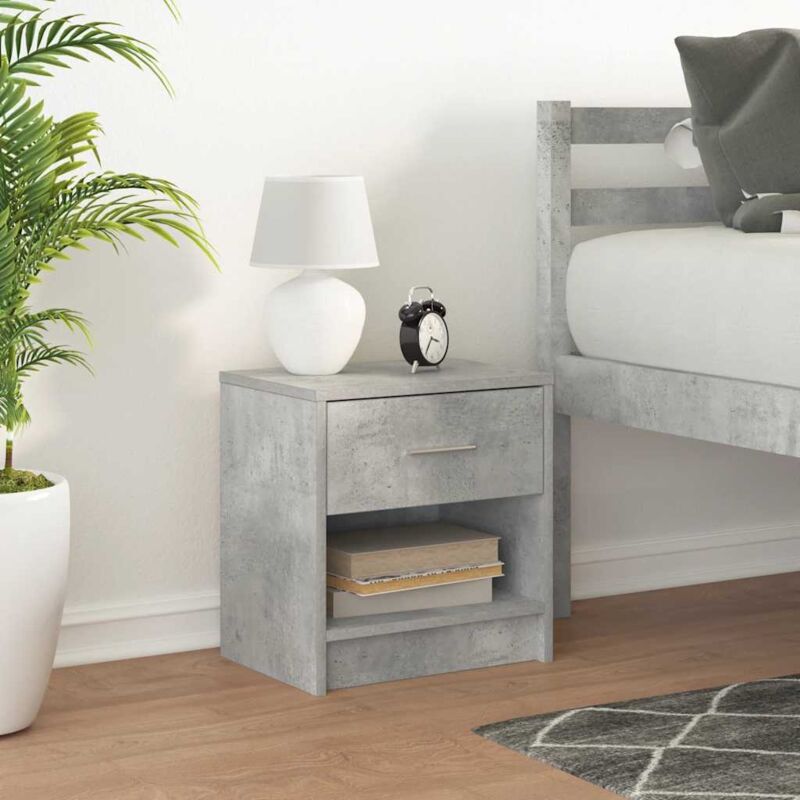 Bedside Cabinet With Drawer Concrete Grey 39x28x41 Cm Vidaxl
