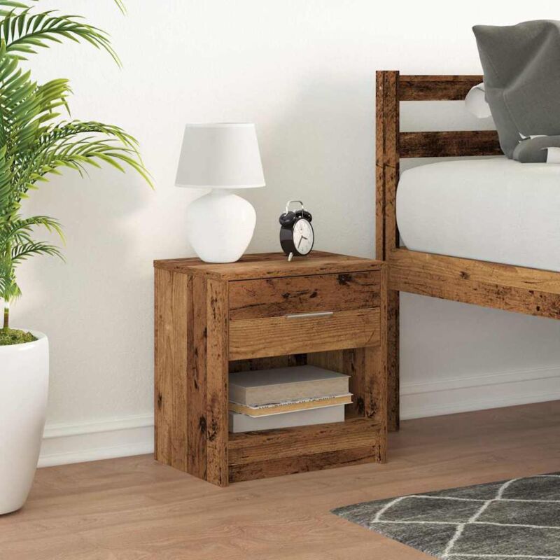 Bedside Cabinet With Drawer Old Wood 39x28x41 Cm Vidaxl