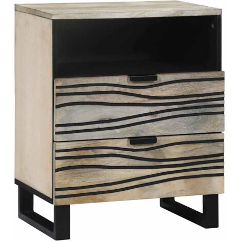 Bedside Cabinet with Drawer White and black 50 x 33 x 60 cm vidaXL