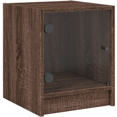 Bedside Cabinet with Glass Door Brown Oak 35x37x42 cm vidaXL