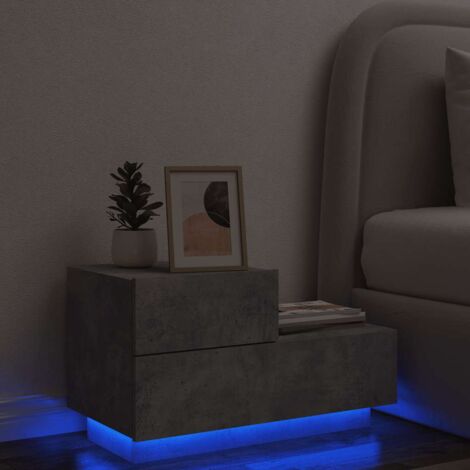 Bedside Cabinet with LED Lights Concrete Grey 70x36x40.5 cm vidaXL