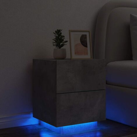Bedside Cabinet with LED Lights Concrete Grey Engineered Wood vidaXL