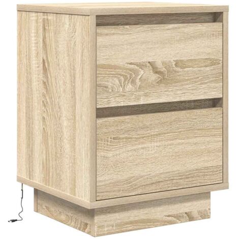 Bedside Cabinet with LED Lights Sonoma Oak 38x34x50 cm vidaXL