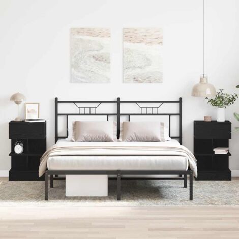 Bedside Cabinet2 pcs Black oak vidaXL