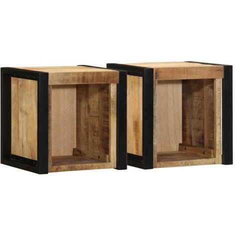 Bedside Cabinets 2 pcs 40x35x40 cm Solid Rough Wood Mango vidaXL