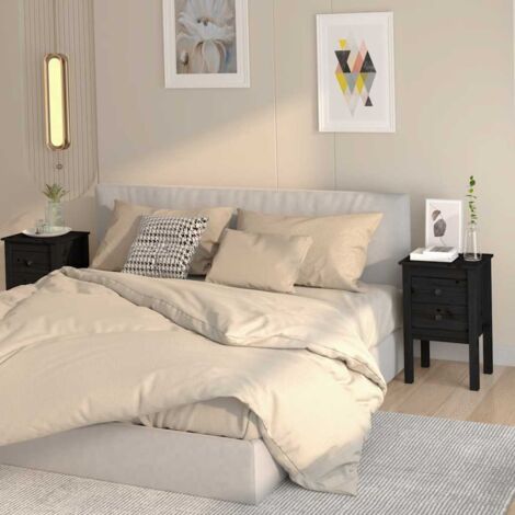 Bedside Cabinets 2 pcs Black 40x35x61.5 cm Solid Wood Pine vidaXL